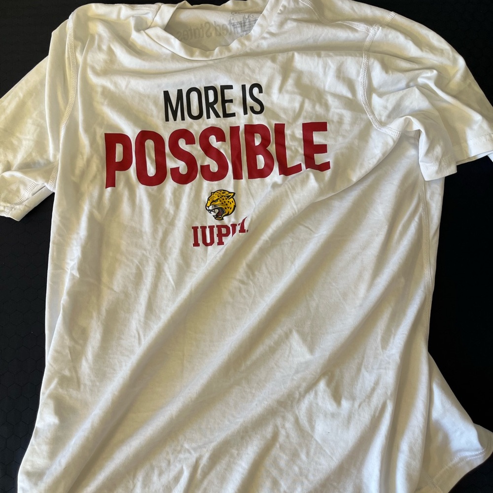 White Graphic T-Shirt with Red Text